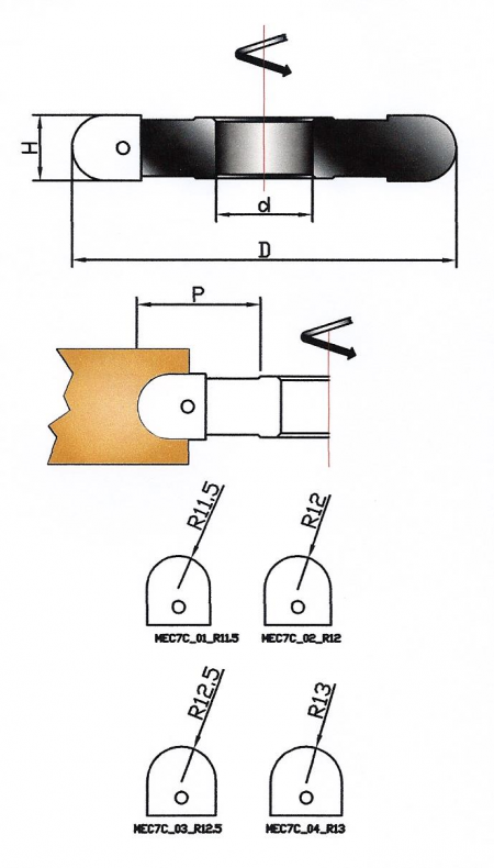 MEC7-C - FRESA PER 1/2 TONDO CONVESSO