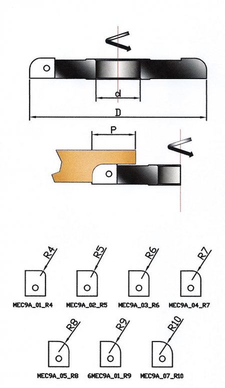 MEC9-A - FRESA PER 1/4 TONDO CONVESSO