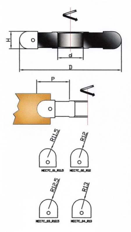 MEC7-C - FRESA PER 1/2 TONDO CONVESSO